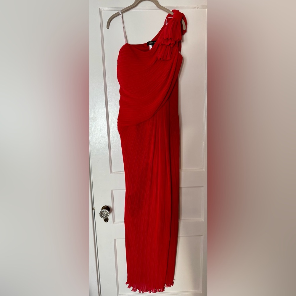 Tadashi Shoji One Shoulder Red Dress